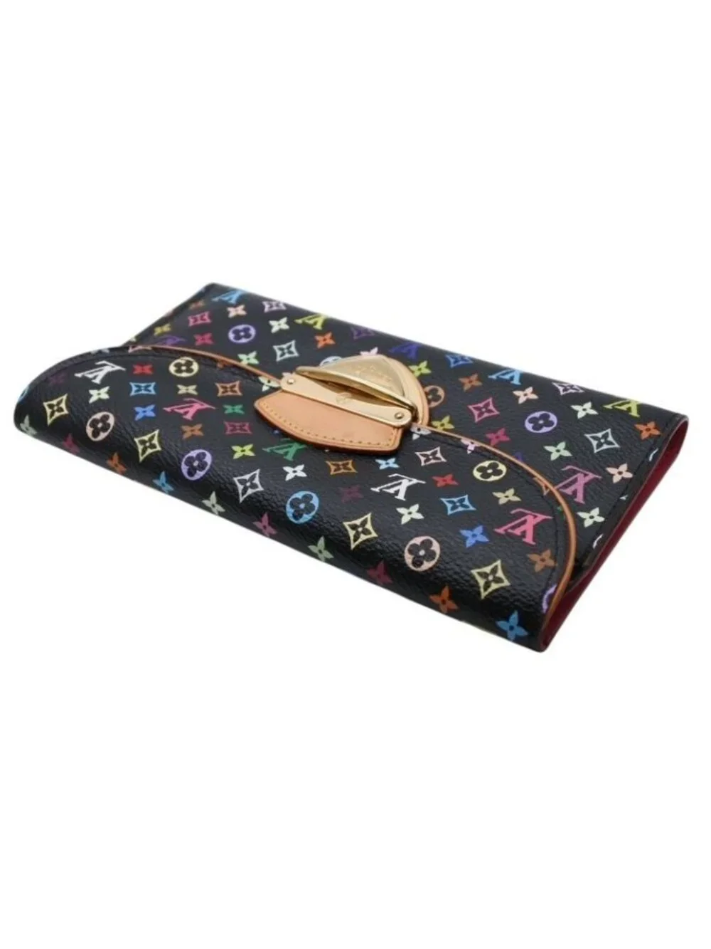 Louis Vuitton Portefeuille Trifold Wallet Grenat Multicolor Leather Gold
